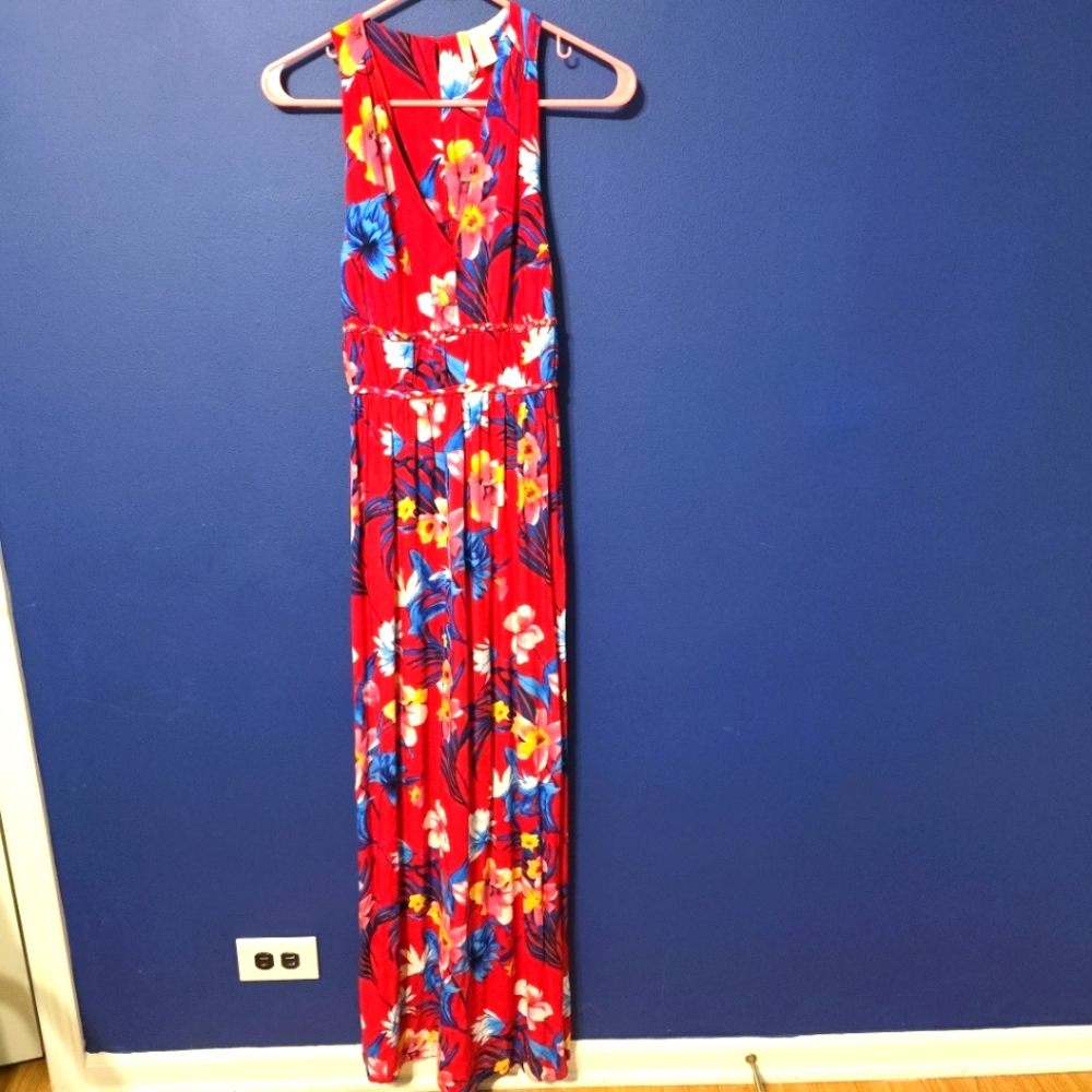 Japna Red Floral Maxi Dress Medium Sleeveless Sundress Y2K  Print